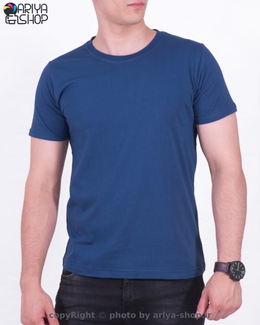 تیشرت آستین کوتاه سوپر نخ پنبه مردانه و زنانه رنگ آبی نفتی